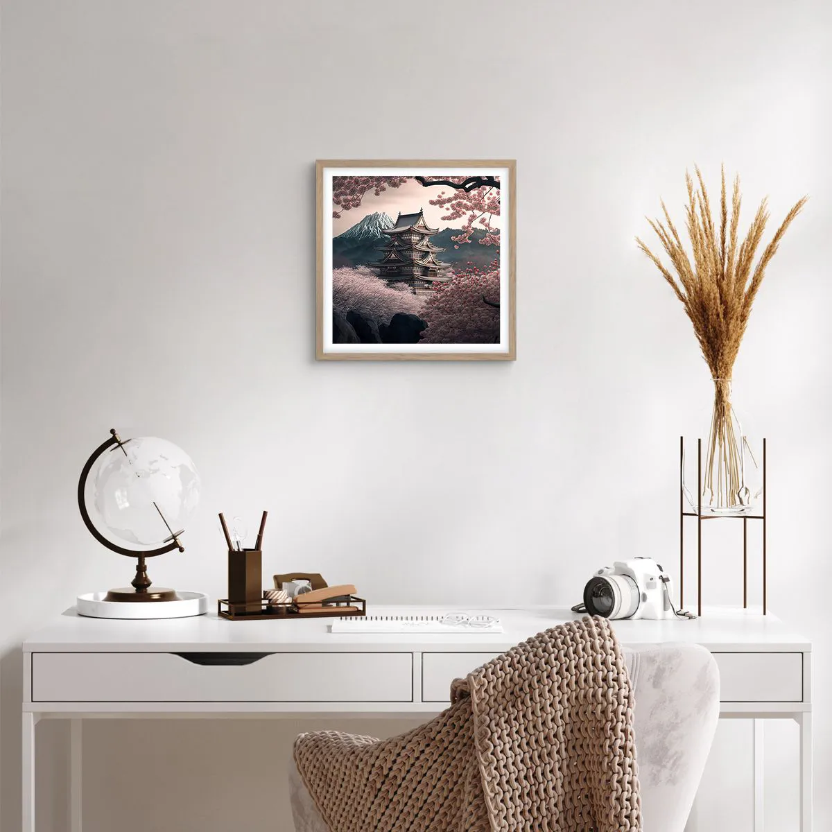 Poster in cornice rovere chiaro - Il Paese dei ciliegi in fiore - 40x40 cm