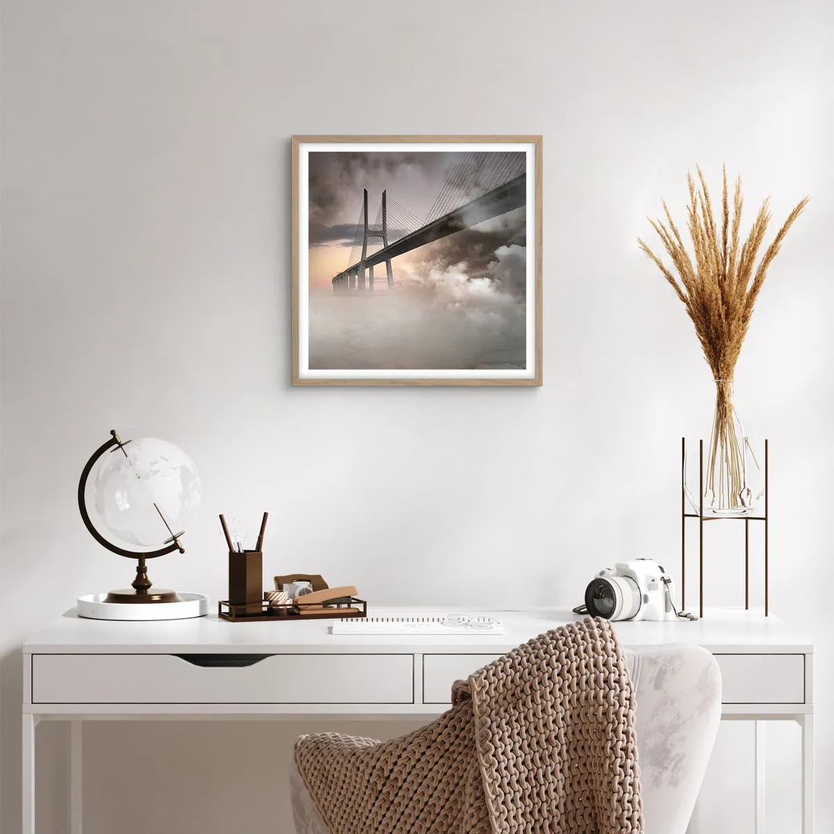 Affiche dans un chêne clair - Poster - Sur la rivière qui n'existe pas - 50x50 cm