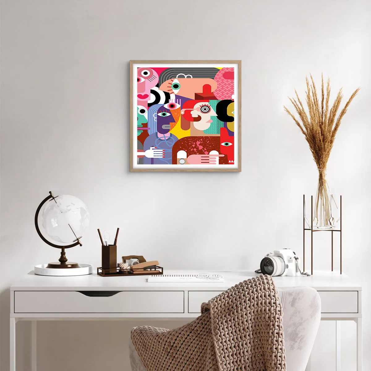 Plagát v ráme zo svetlého duba - My od pána Picassa - 50x50 cm