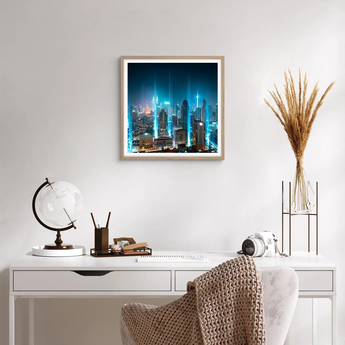 Plagát v ráme zo svetlého duba - Berlínskym spôsobom do neba - 50x50 cm