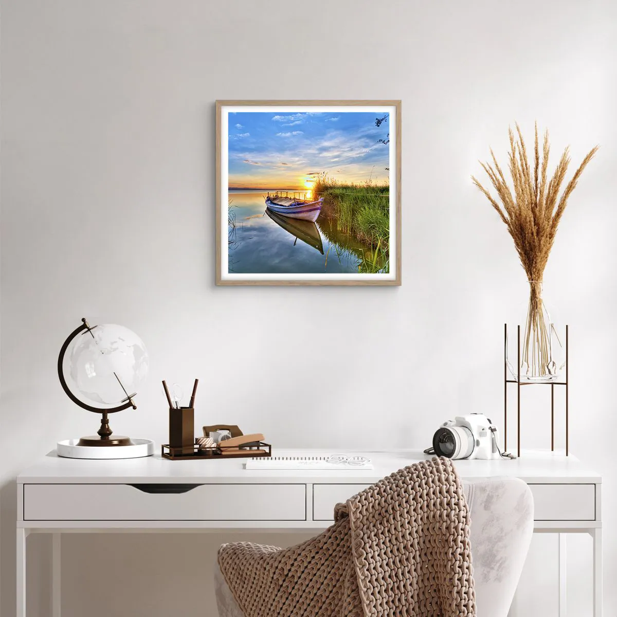 Affisch i ram av ljusek - Uppfyllda drömmars vik - 50x50 cm