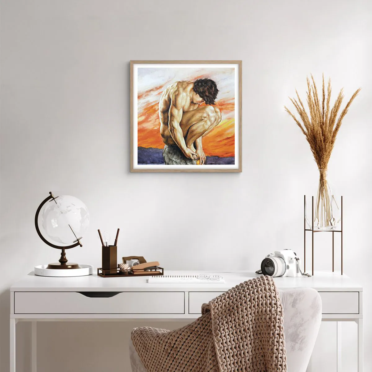 Poszter világos tölgy keretben - Elmerülve önmagában - 50x50 cm