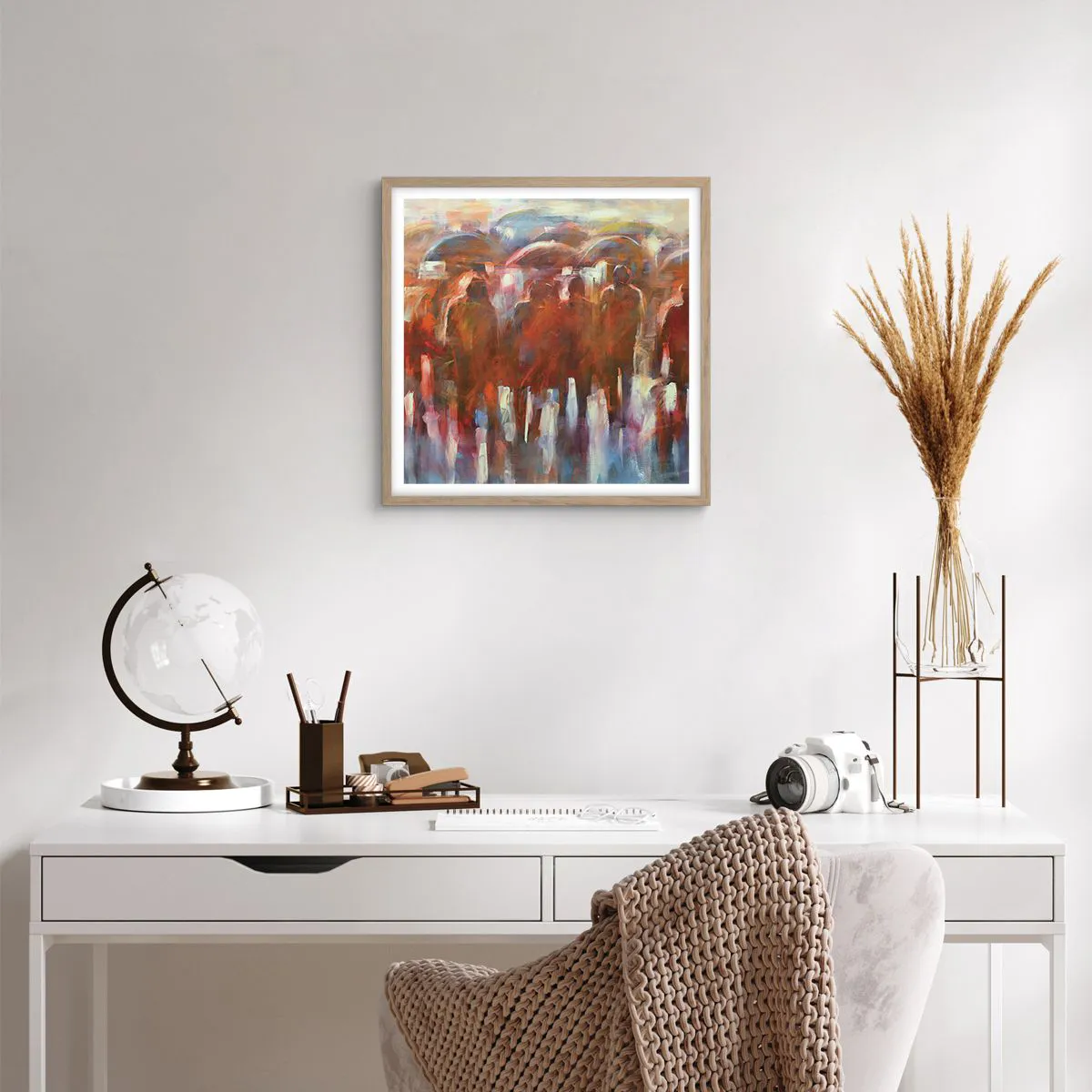 Pôster com moldura de carvalho claro - Iguais na chuva e no nevoeiro - 50x50 cm