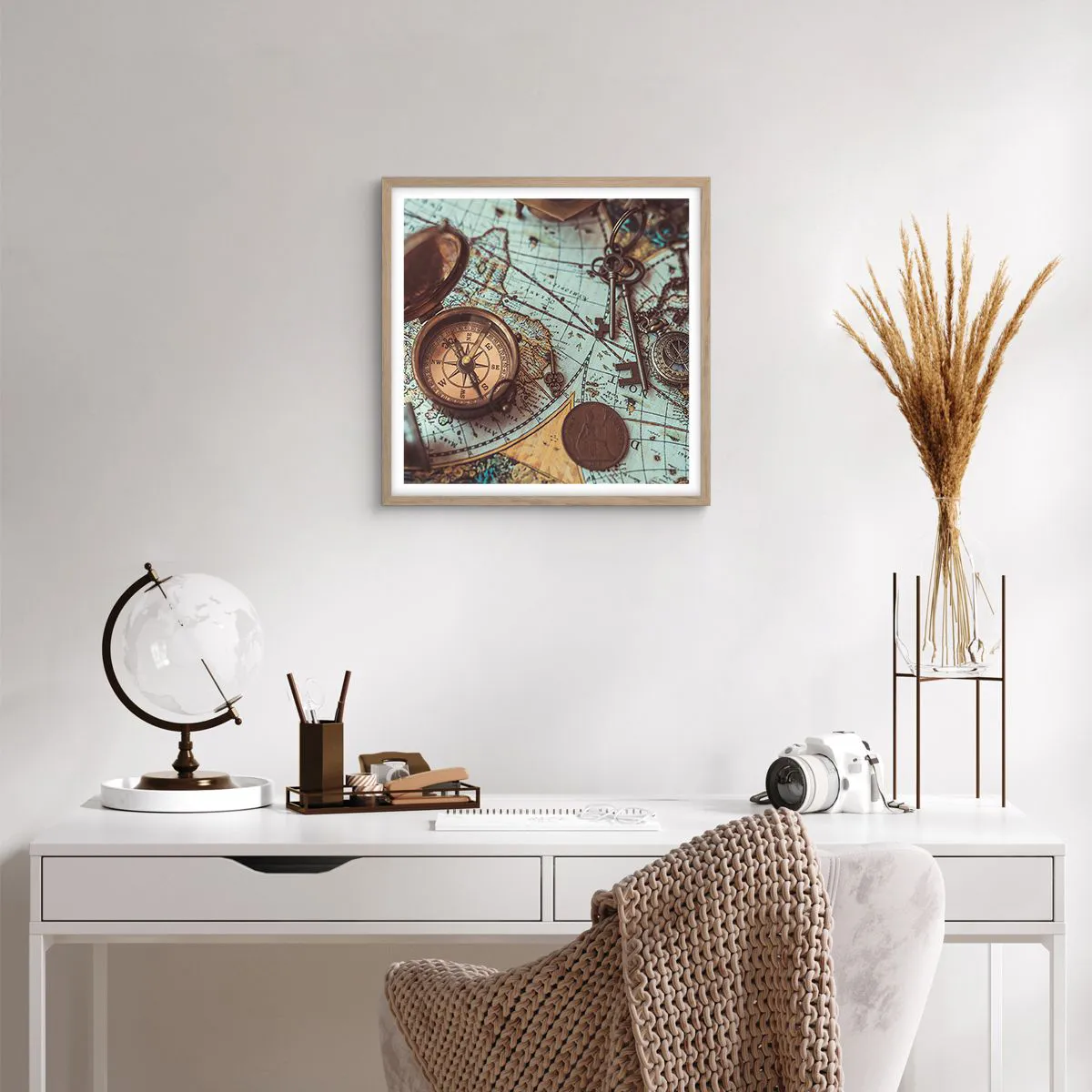 Poster in light oak frame - For Adventurers - 50x50 cm