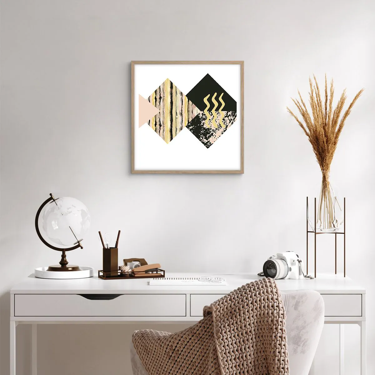 Plakat i ramme af lyst egetræ - Ikke så simpelt - 50x50 cm