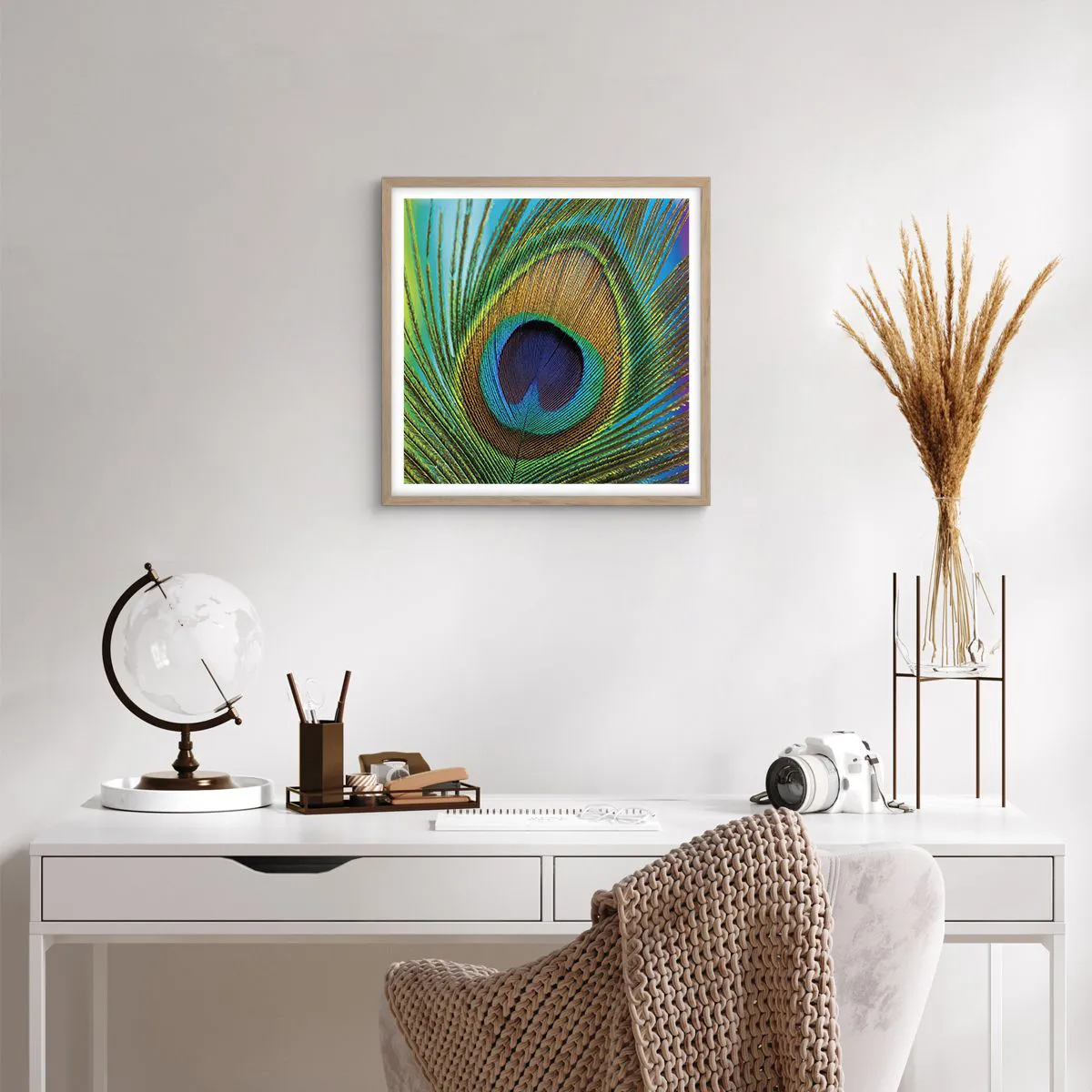 Affiche dans un chêne clair - Poster - Les yeux dans les yeux - 50x50 cm