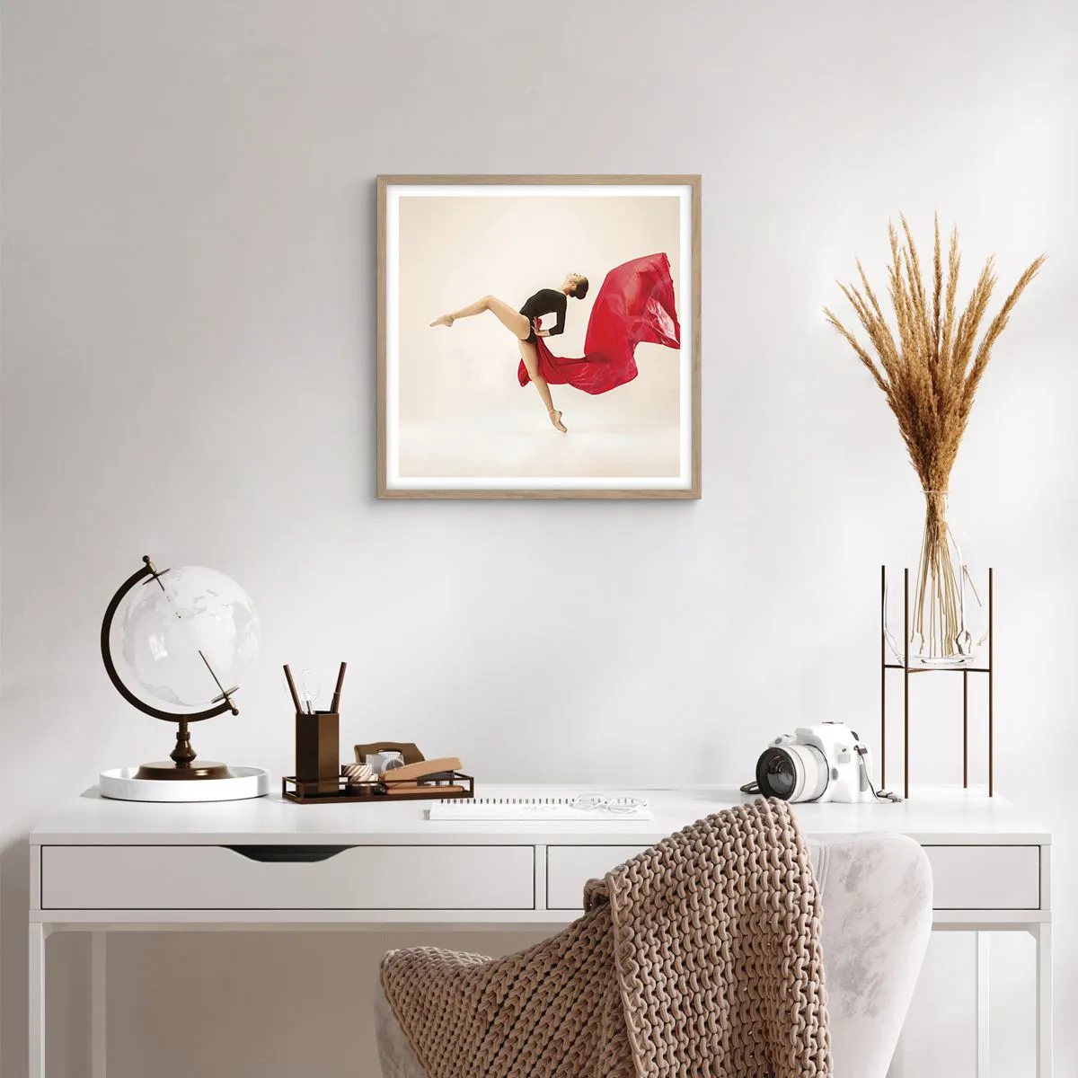 Plakat w ramie jasny dąb - Czerwone i czarne - 50x50 cm