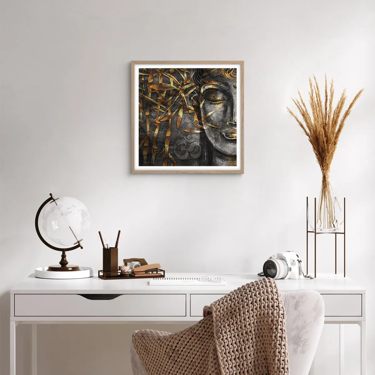 Een poster in een licht eiken lijst - Voel de rust - 50x50 cm