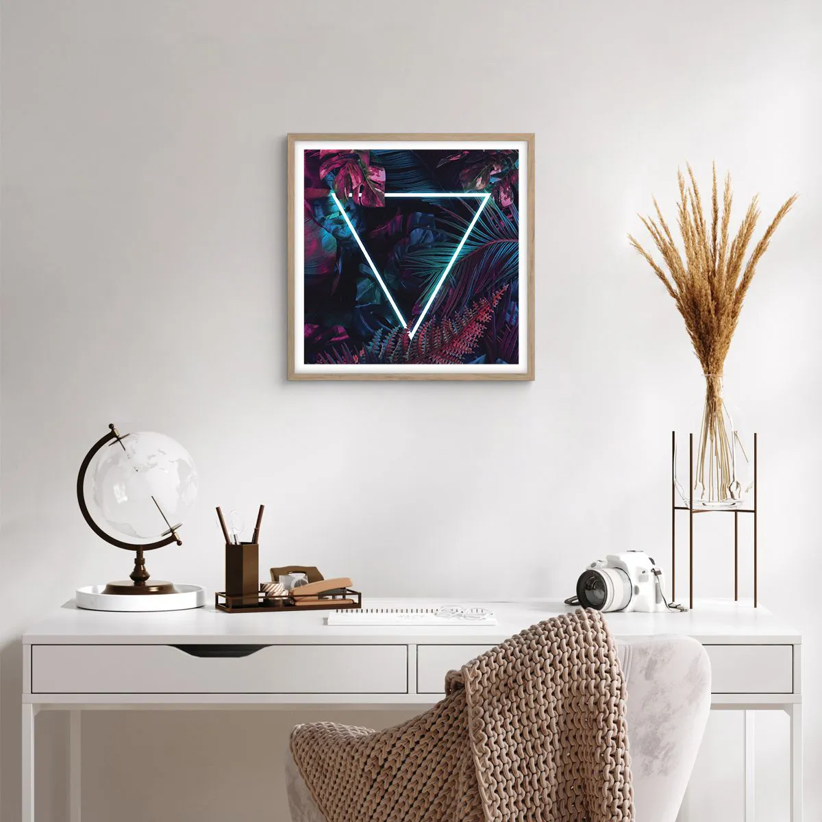 Poster in light oak frame - Disco Style Garden - 50x50 cm