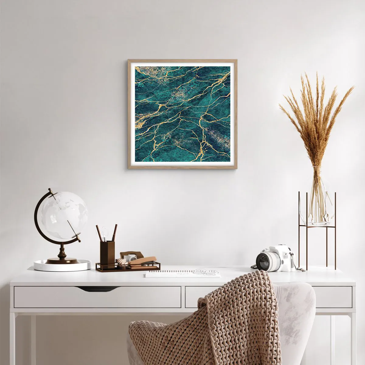 Poszter világos tölgy keretben - Aranybánya - 50x50 cm