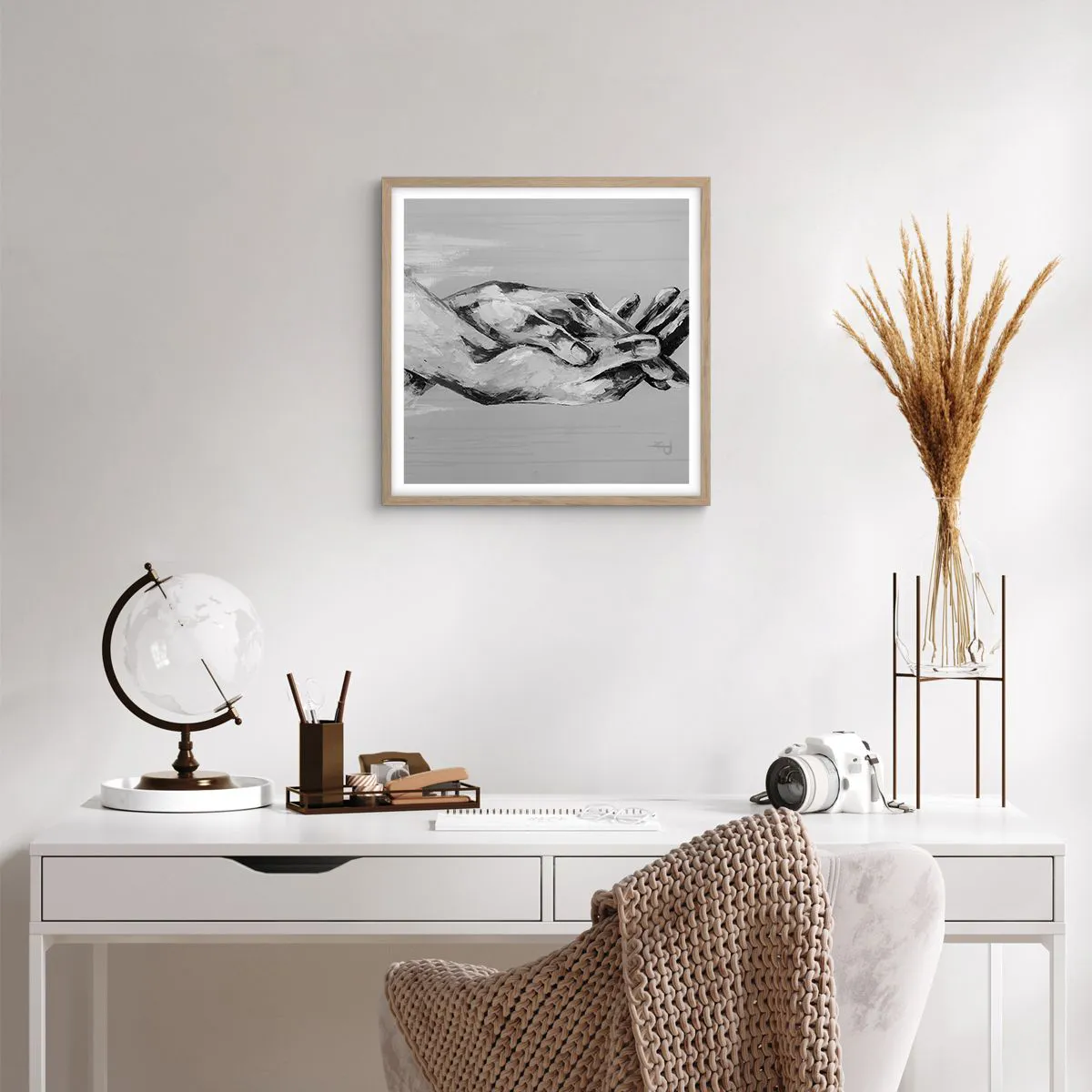 Affiche dans un chêne clair - Poster - Début... - 50x50 cm