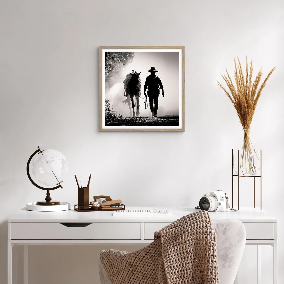 Poszter világos tölgy keretben - Texasi reggel - 50x50 cm