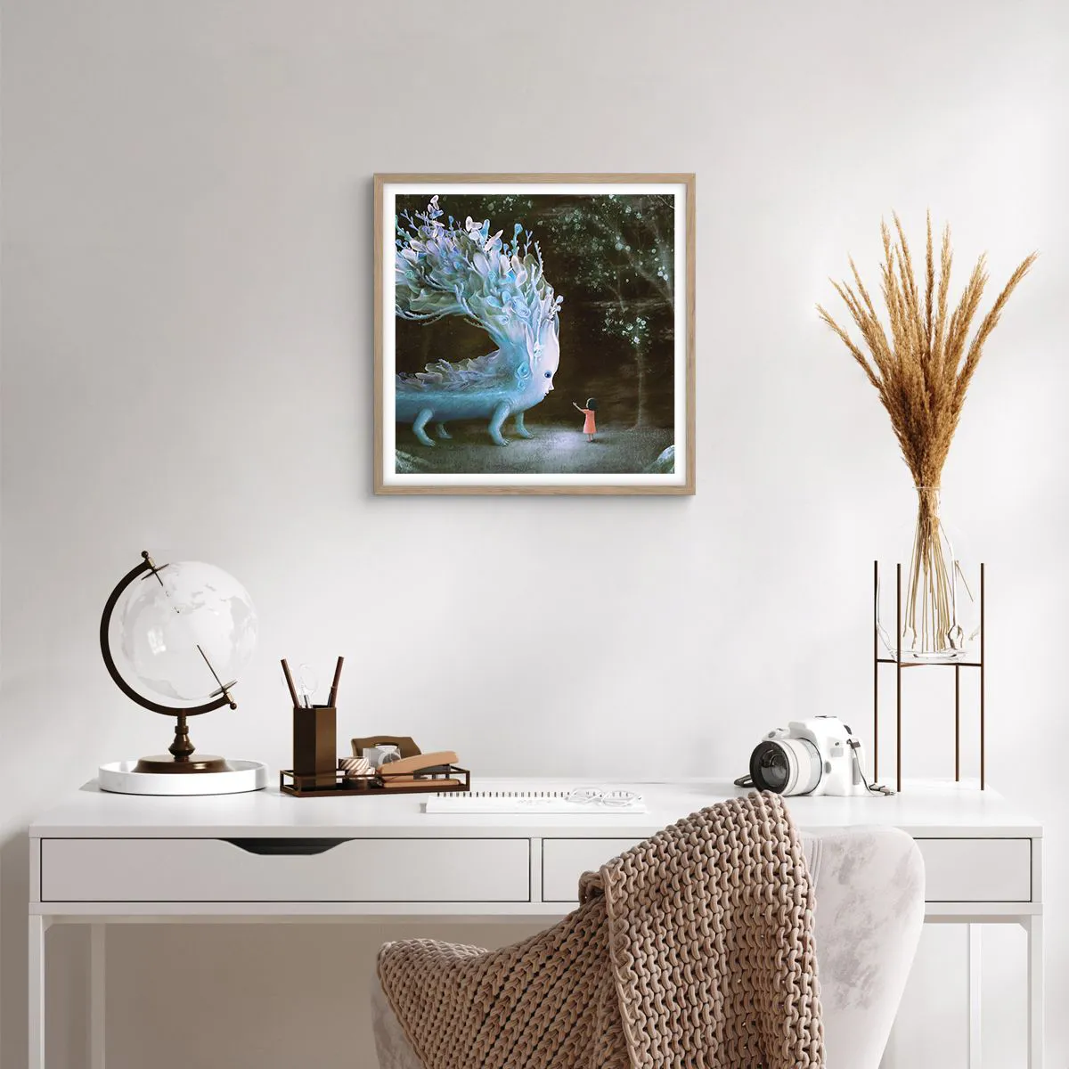 Plagát v ráme zo svetlého duba - Fantastické stretnutie - 50x50 cm