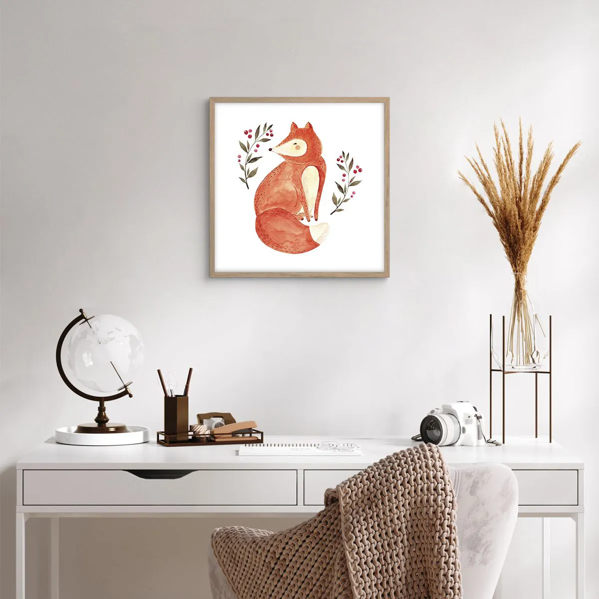 Plakát v rámu světlý dub - Malý zrzek - 50x50 cm