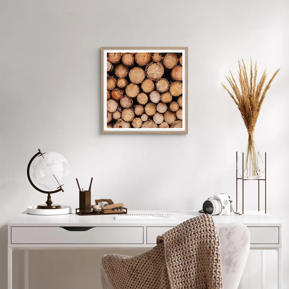 Affiche dans un chêne clair - Poster - Nouveau commencement - 50x50 cm