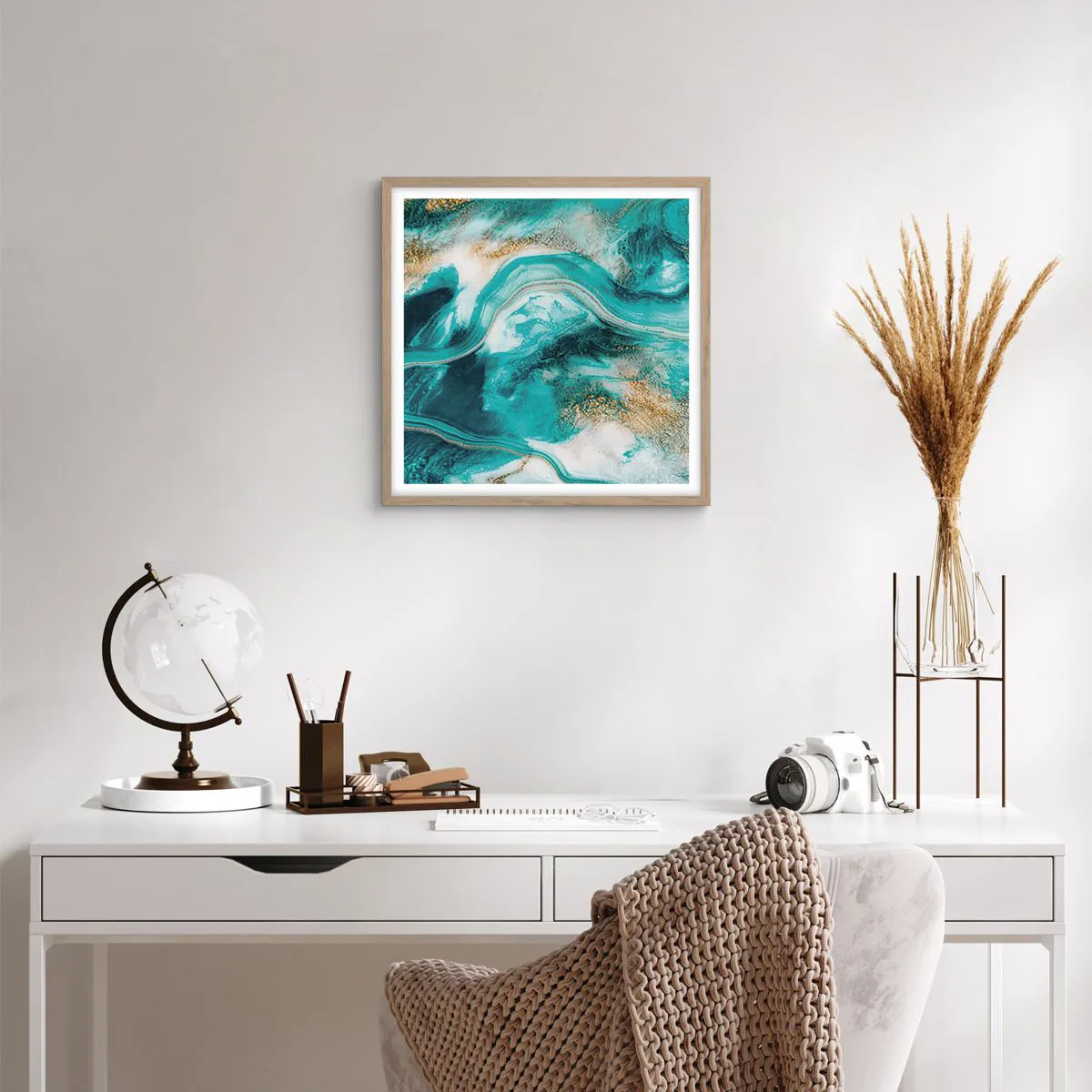 Poszter világos tölgy keretben - Az arany folyó - 50x50 cm