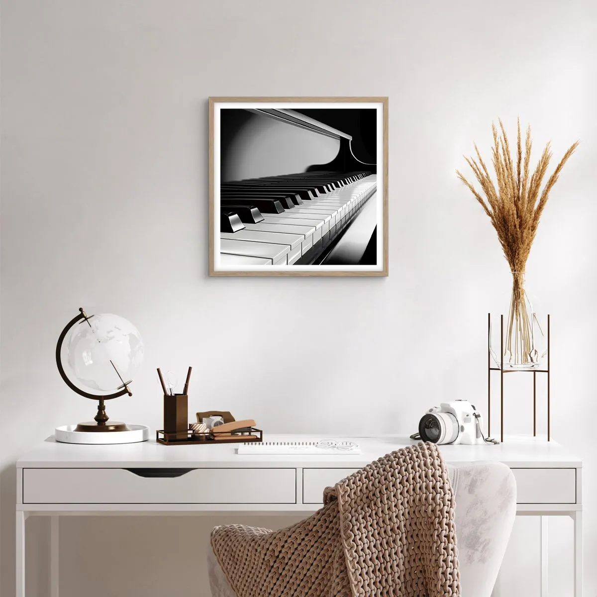 Plagát v ráme zo svetlého duba - Harmónia tvarov a farieb - 50x50 cm