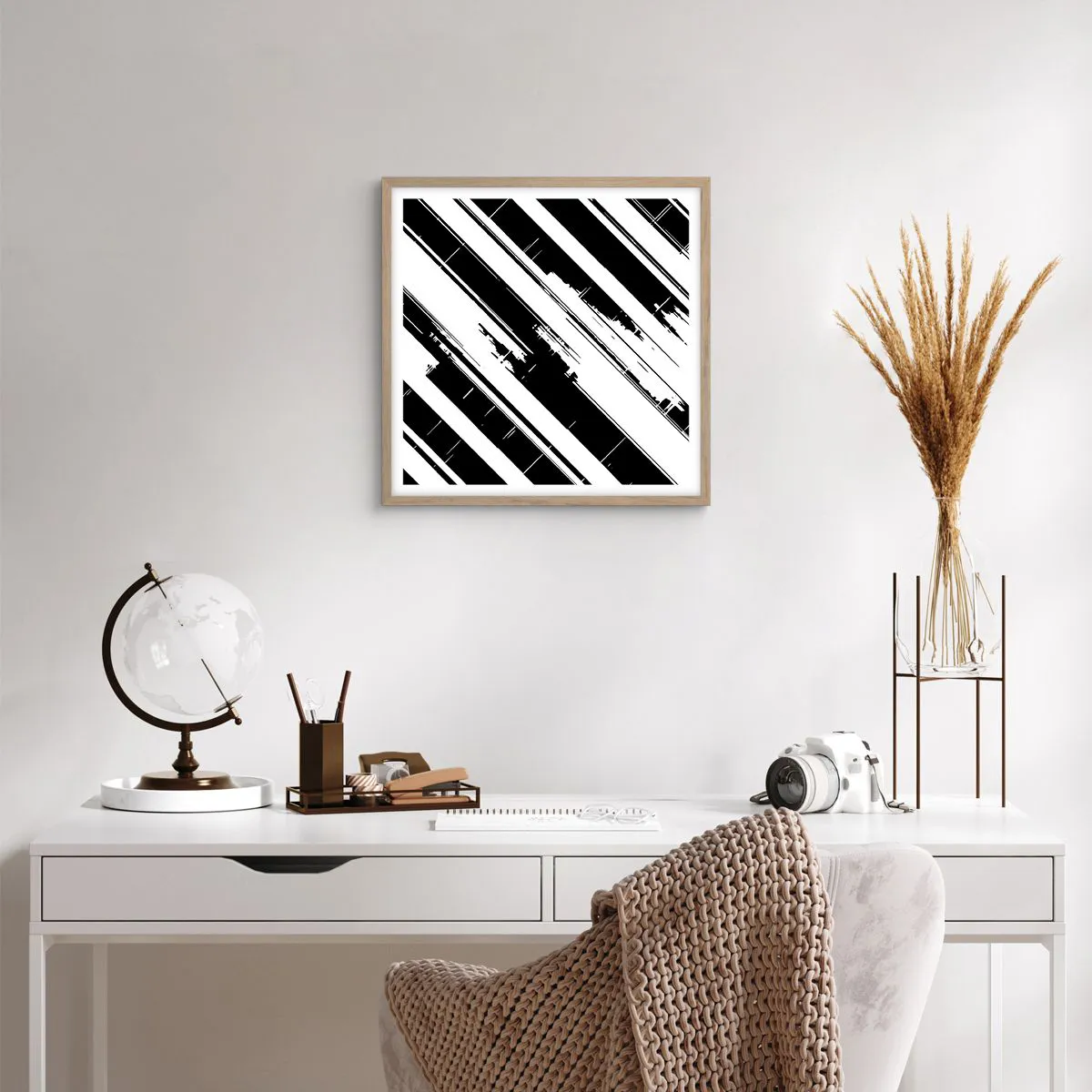 Een poster in een licht eiken lijst - Een intense en dynamische compositie - 50x50 cm