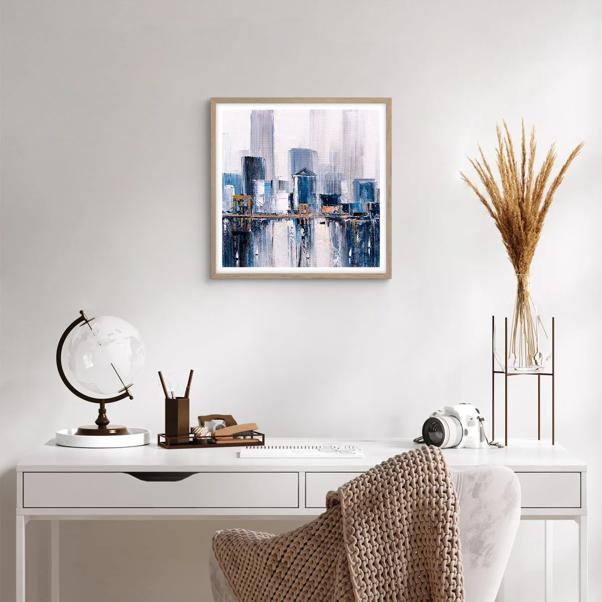 Poszter világos tölgy keretben - New York-i benyomás - 50x50 cm