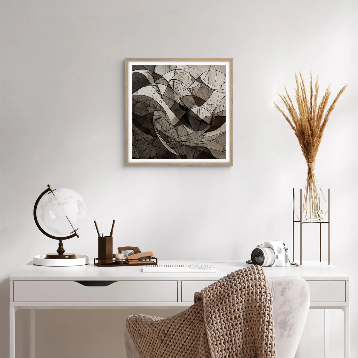 Plagát v ráme zo svetlého duba - Obeh farieb Zeme - 50x50 cm