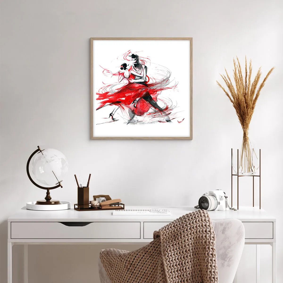 Poster în ramă de stejar deschis - Tango - ritmul pasiunii - 60x60 cm