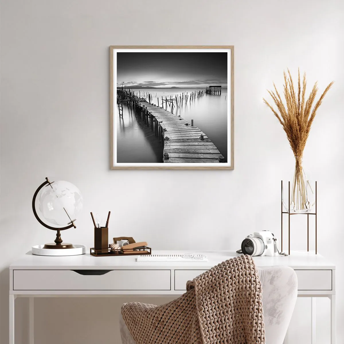 Poster in light oak frame - Peace of a Forgotten Shore - 60x60 cm