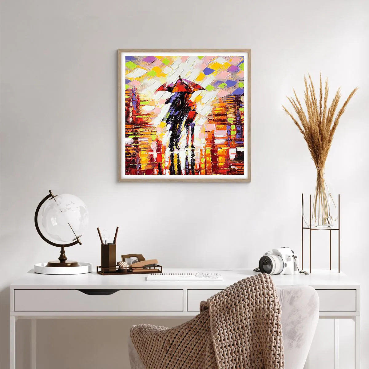 Plakat w ramie jasny dąb - Razem przez noc i deszcz - 60x60 cm