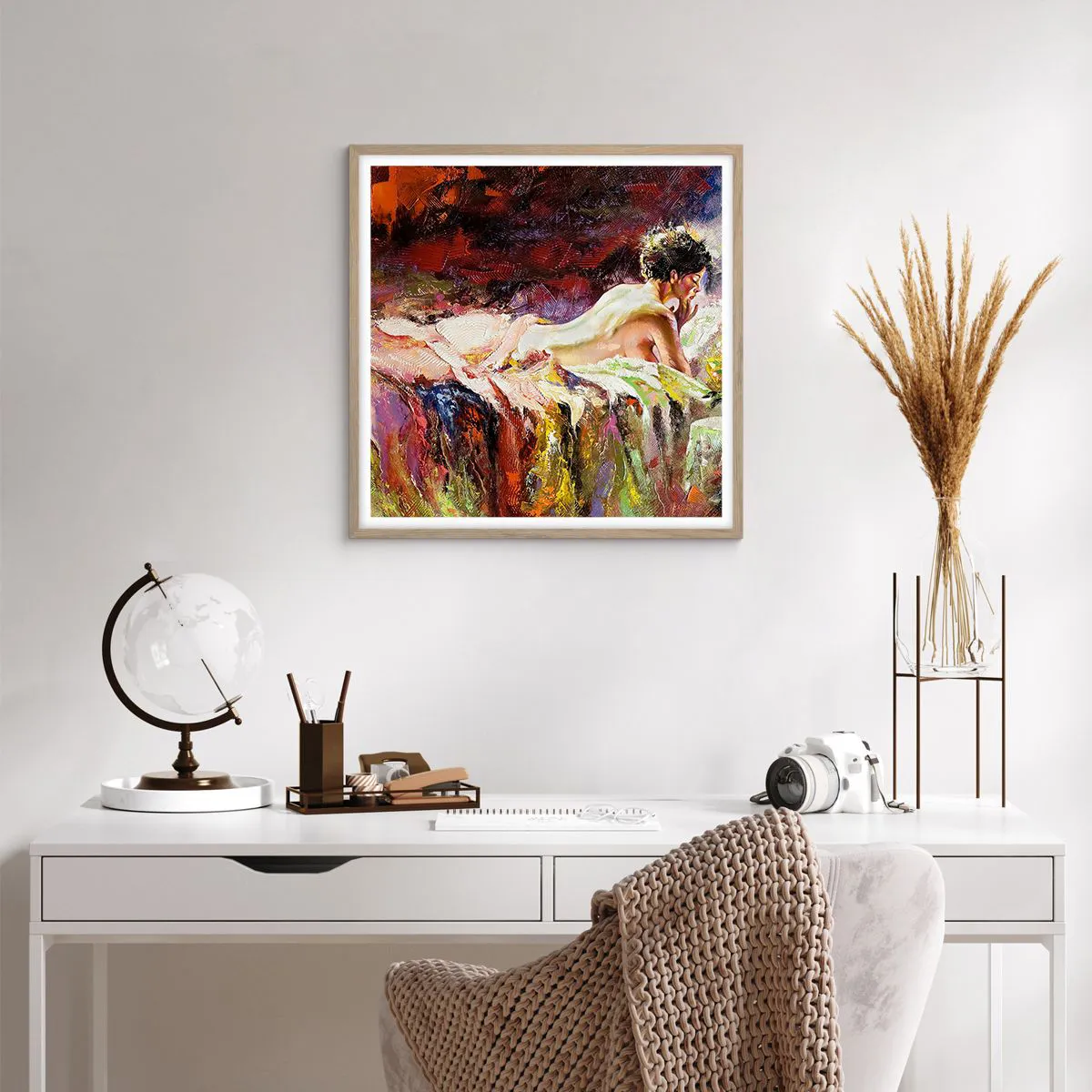 Affiche dans un chêne clair - Poster - Vénus en pensée - 60x60 cm