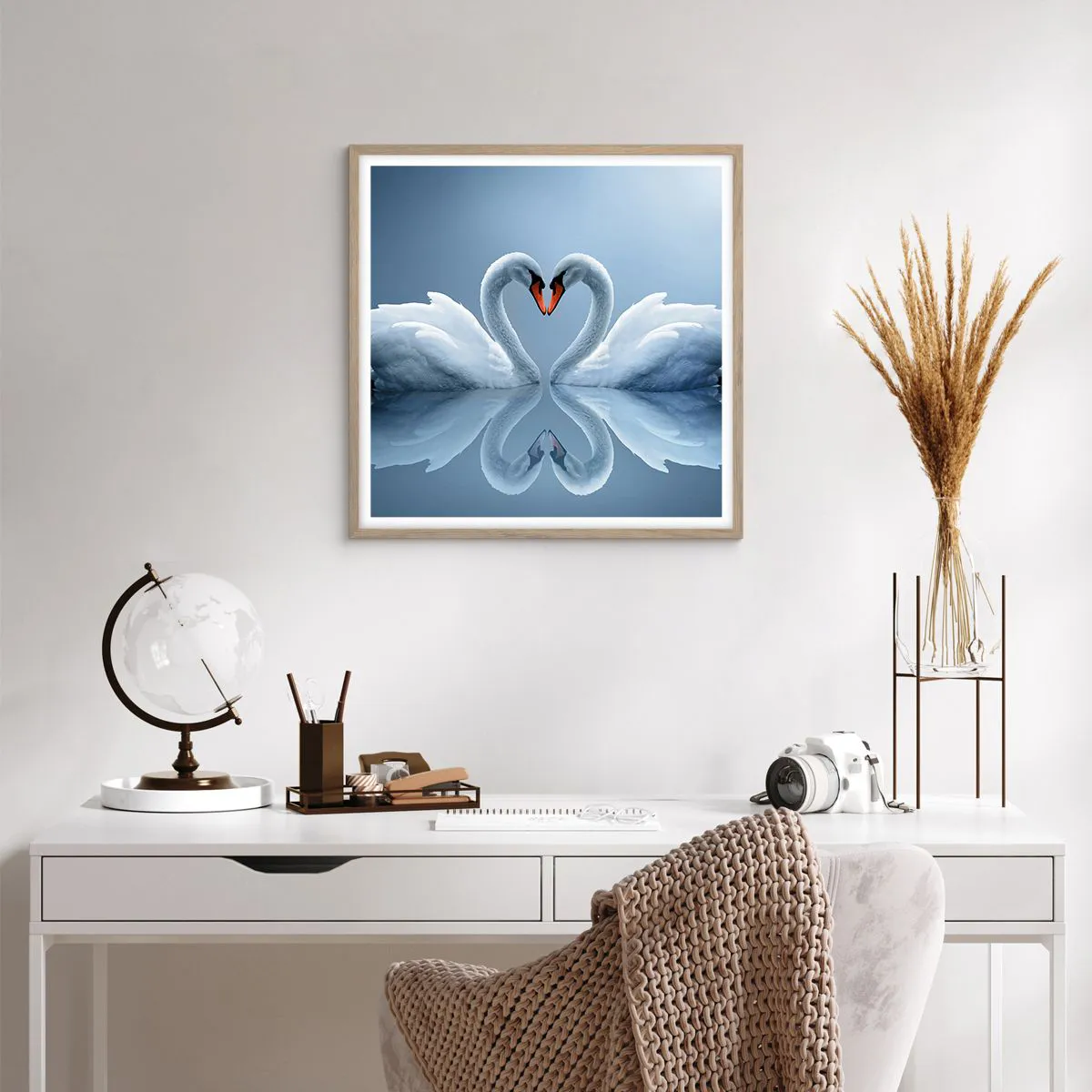 Plakat w ramie jasny dąb - Czas na miłość - 60x60 cm