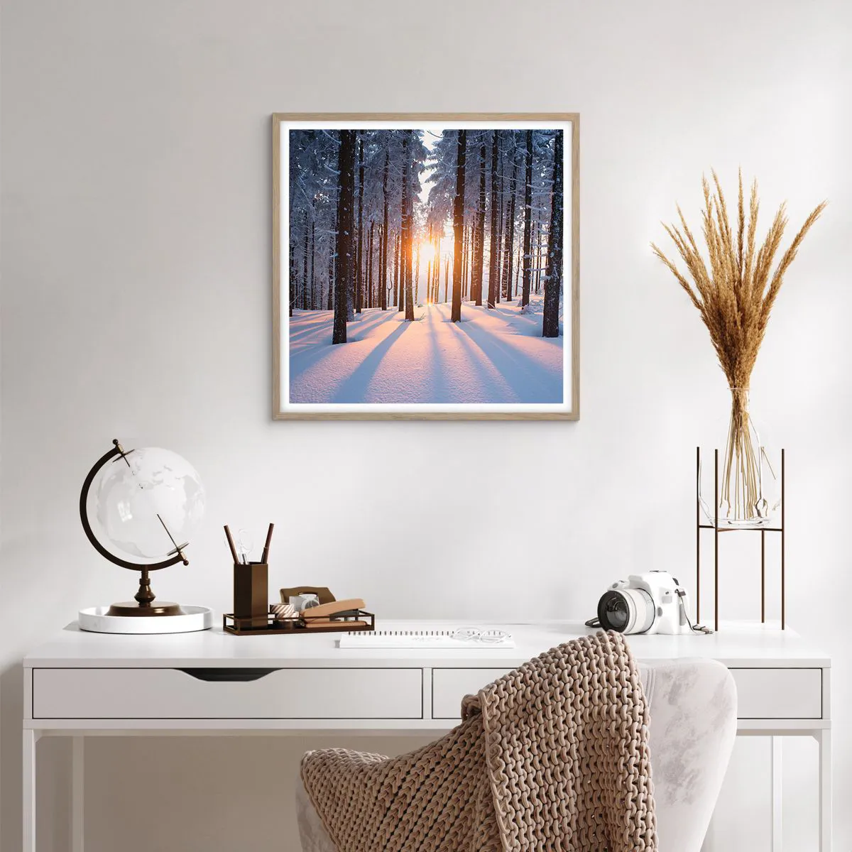 Poster în ramă de stejar deschis - În mod clar în alb și negru - 60x60 cm