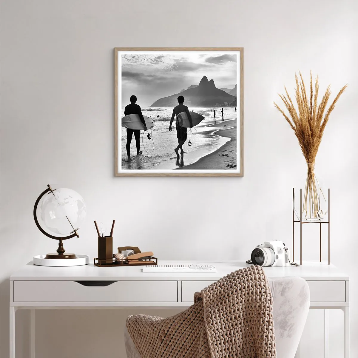 Póster en marco roble claro - Samba para una ola - 60x60 cm