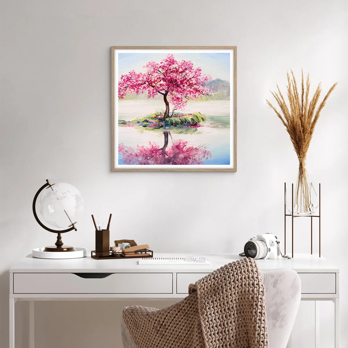 Affiche dans un chêne clair - Poster - Fête du Printemps - 60x60 cm