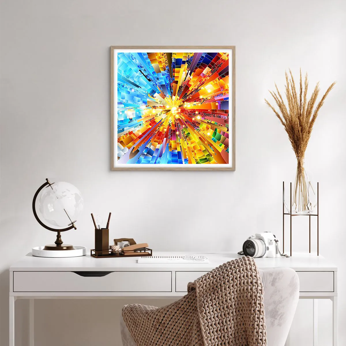 Plakat w ramie jasny dąb - In medias res - 60x60 cm