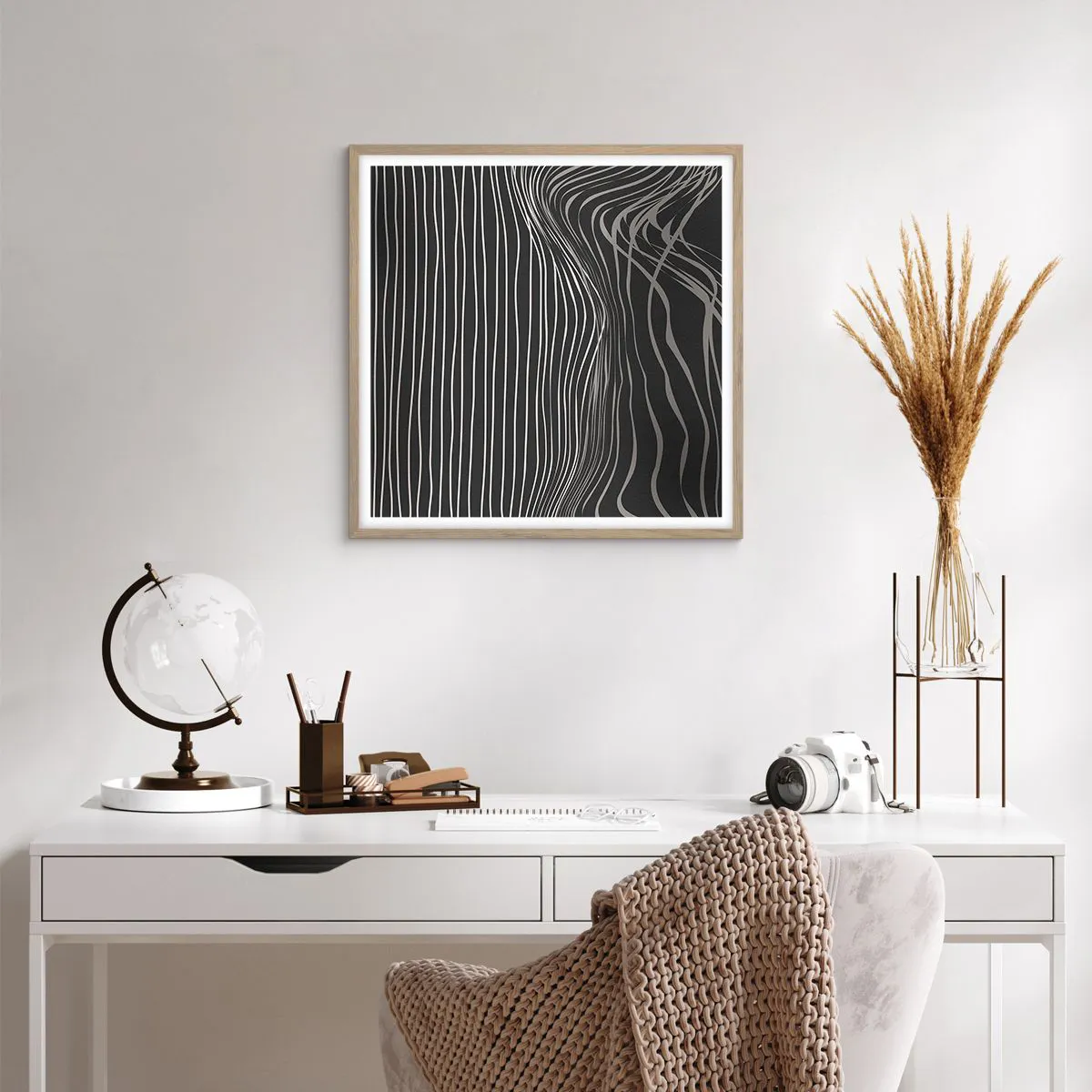 Póster en marco roble claro - Ritmo y acento - 60x60 cm