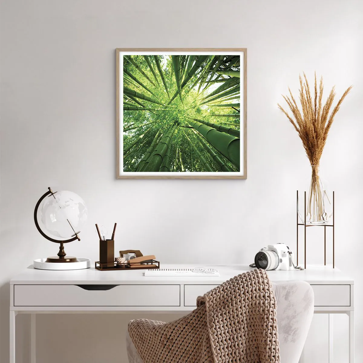 Poster in light oak frame - In a Bamboo Forest - 60x60 cm
