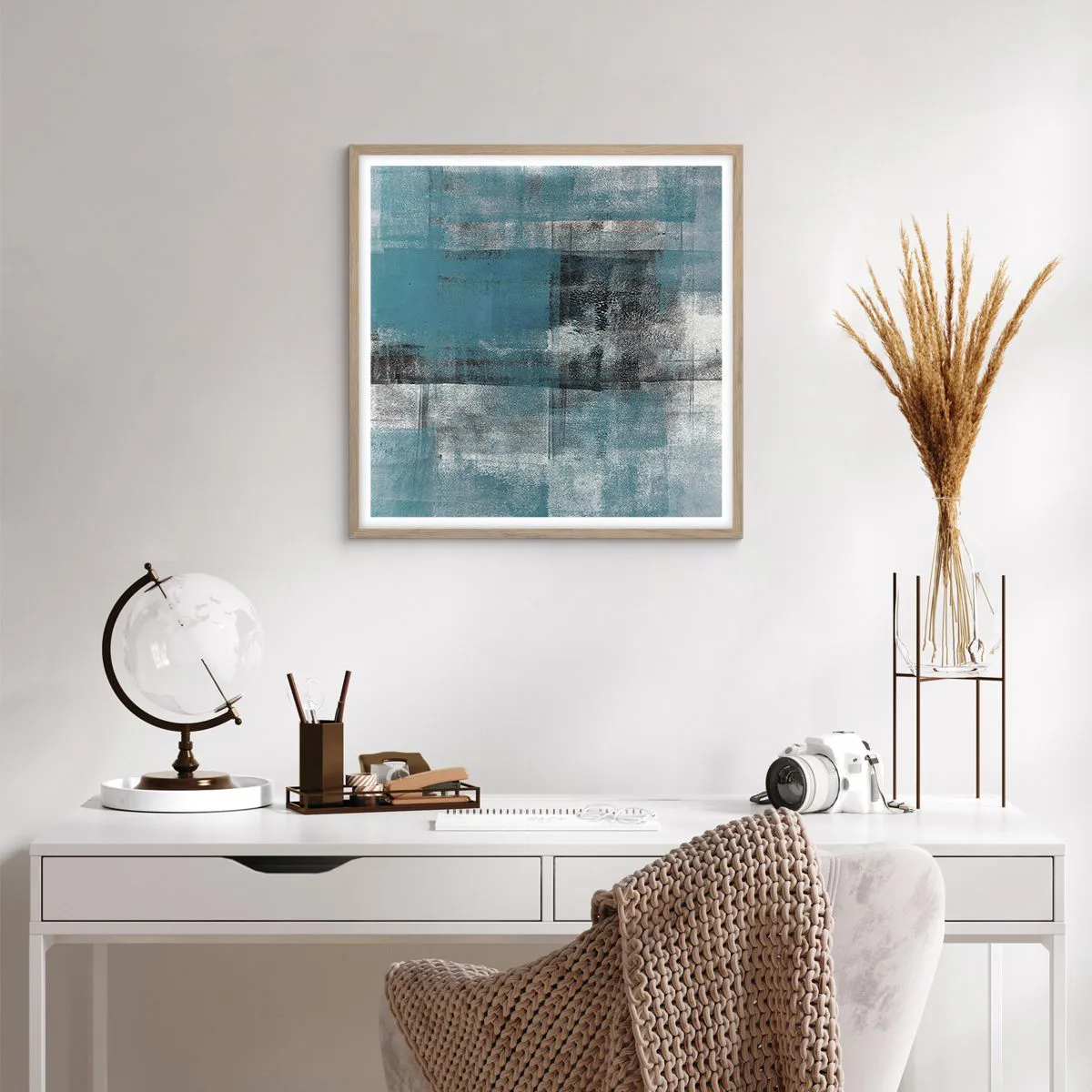 Affiche dans un chêne clair - Poster - Eau et air - 60x60 cm