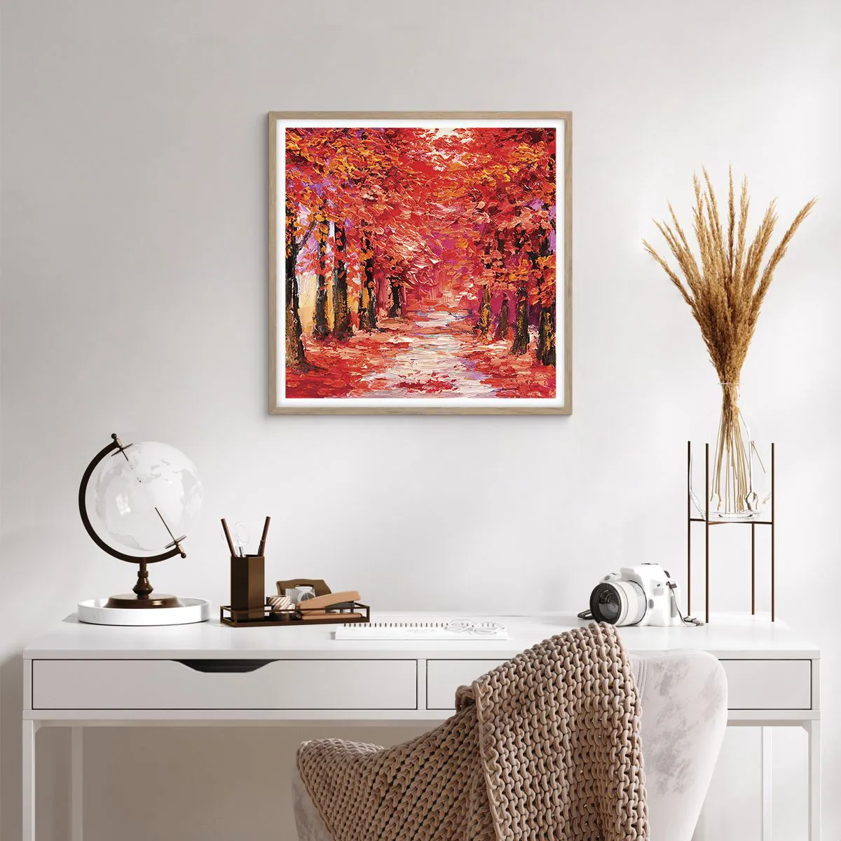 Affiche dans un chêne clair - Poster - Impression d'automne - 60x60 cm