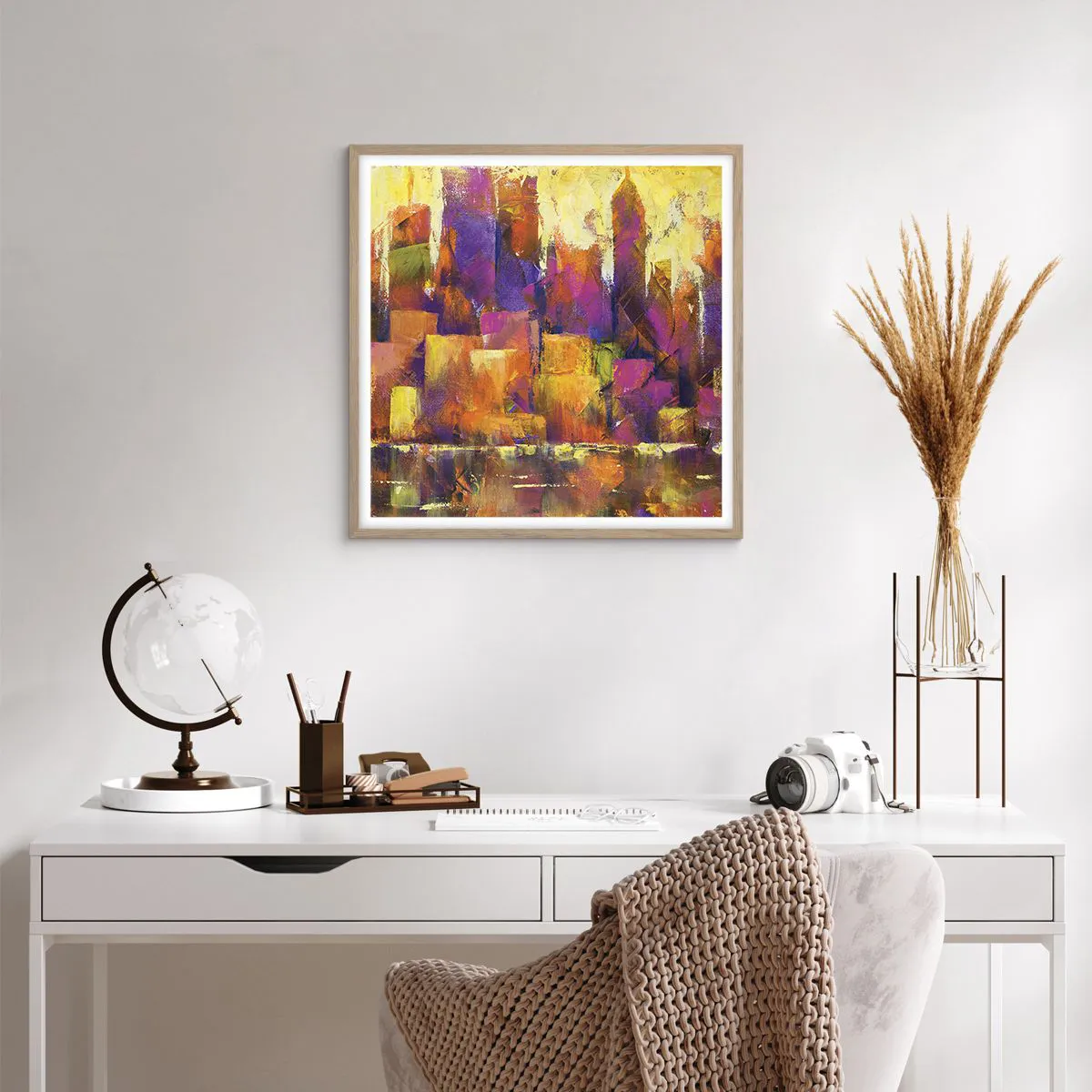 Een poster in een licht eiken lijst - Metropolitan compositie - 60x60 cm