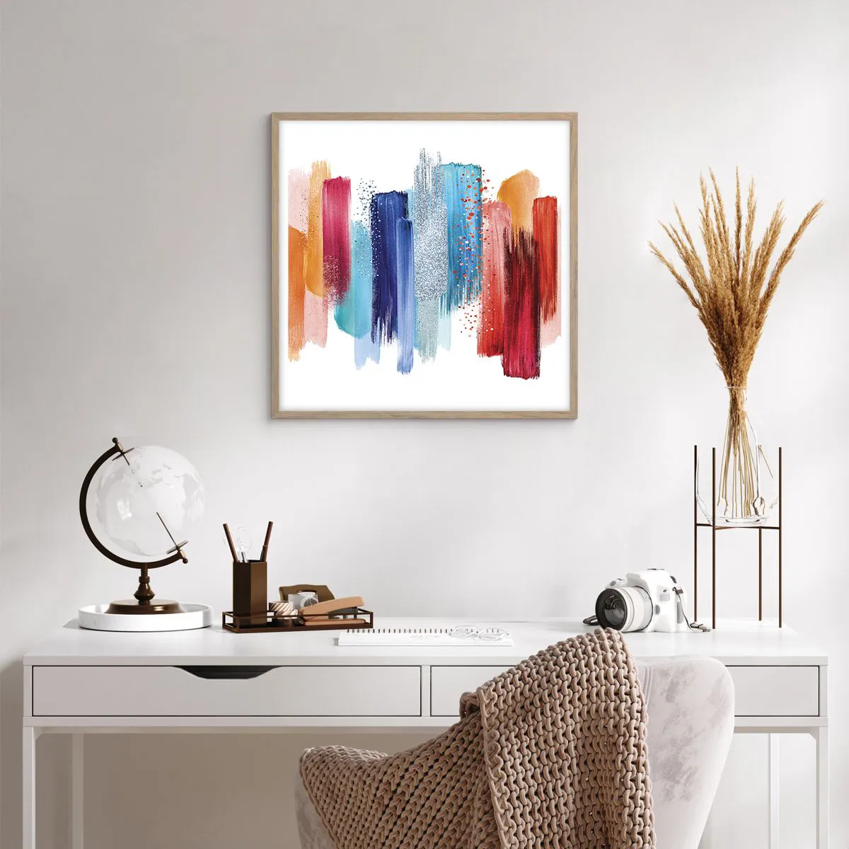 Poster in einem Rahmen aus heller Eiche - Auf und ab - 60x60 cm