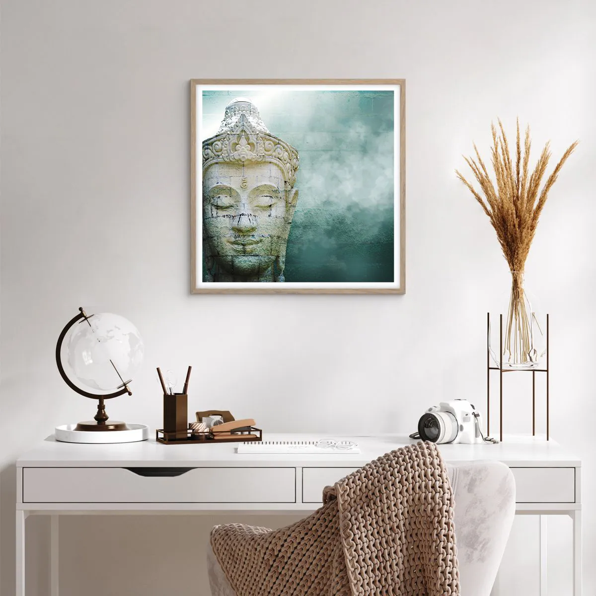 Poszter világos tölgy keretben - A fény kérése - 60x60 cm