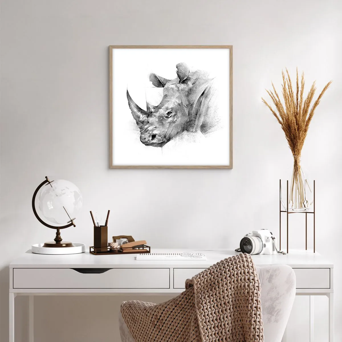 Poster in einem Rahmen aus heller Eiche - Afrikanisches Porträt - 60x60 cm