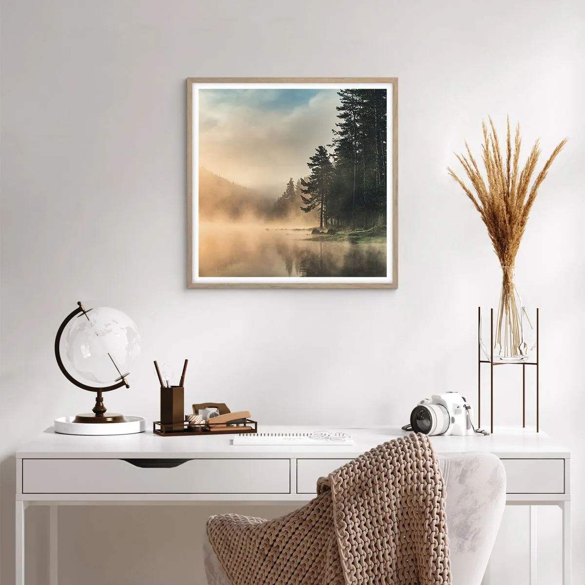 Pôster com moldura de carvalho claro - O nascimento do dia - 60x60 cm