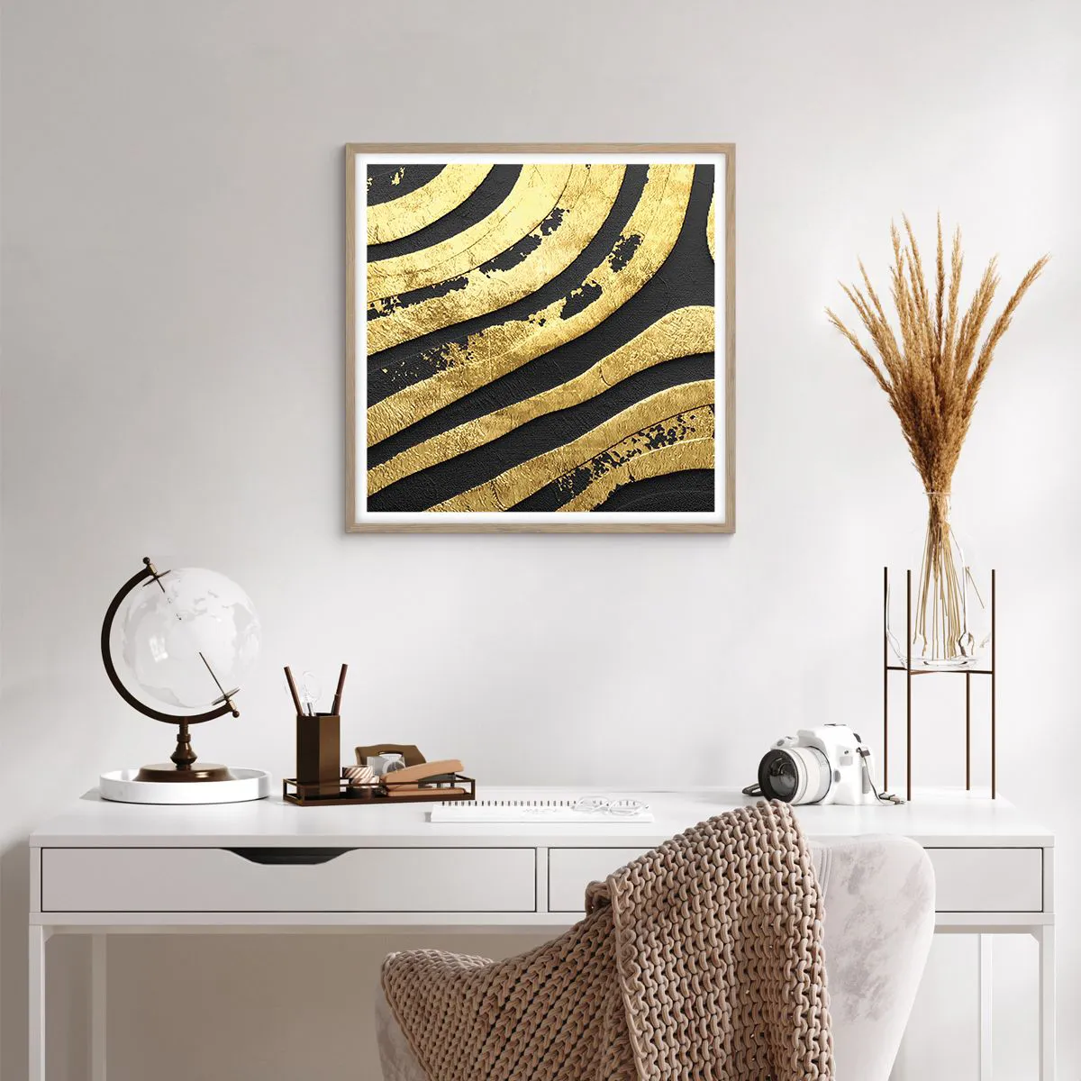 Plakát v rámu světlý dub - Vše plyne - 60x60 cm