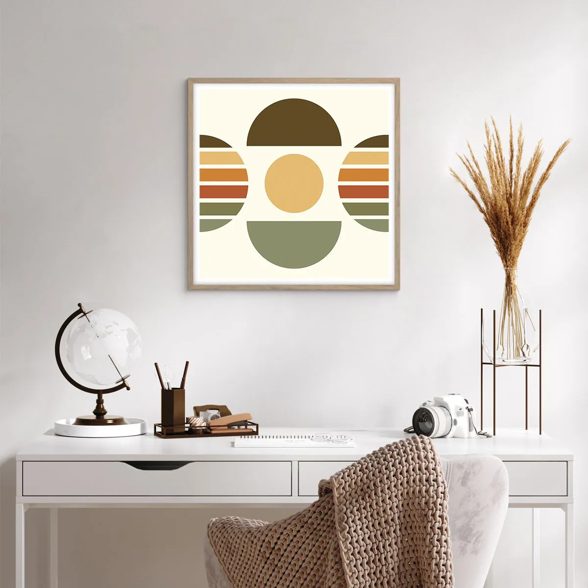 Pôster com moldura de carvalho claro - Em tons terrosos - 60x60 cm