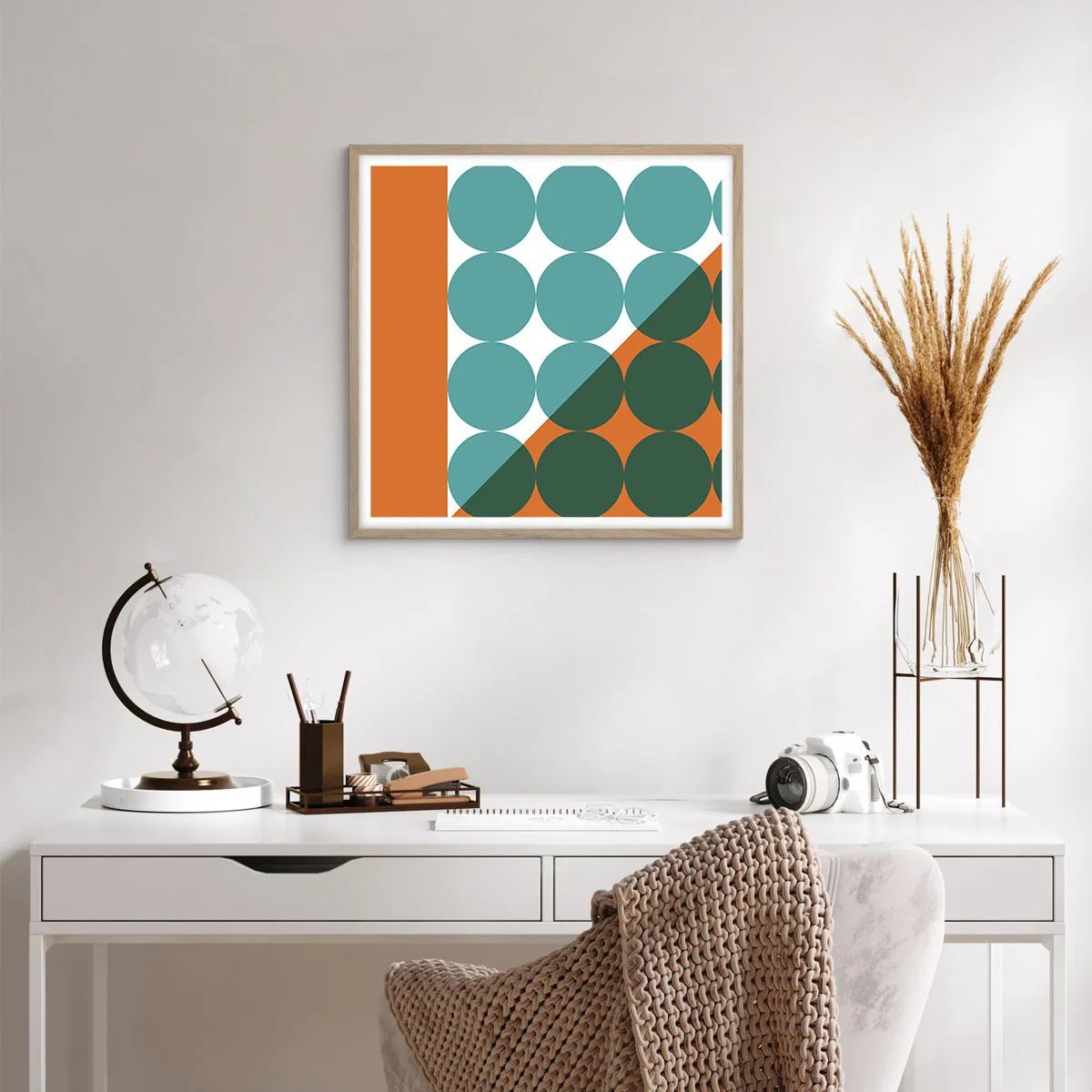 Plakat i ramme af lyst egetræ - Op og over - 60x60 cm