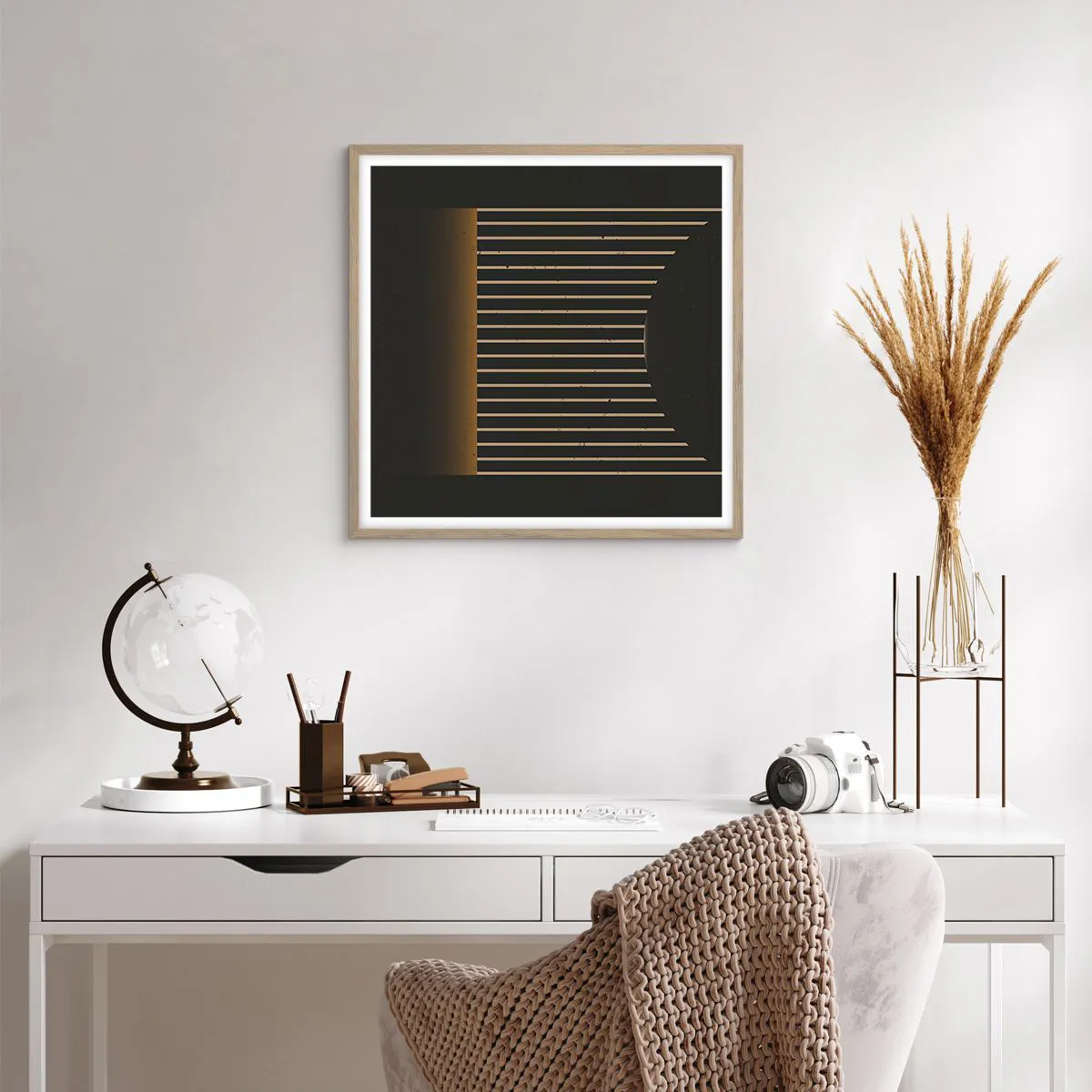 Poster în ramă de stejar deschis - Explorați întunericul - 60x60 cm