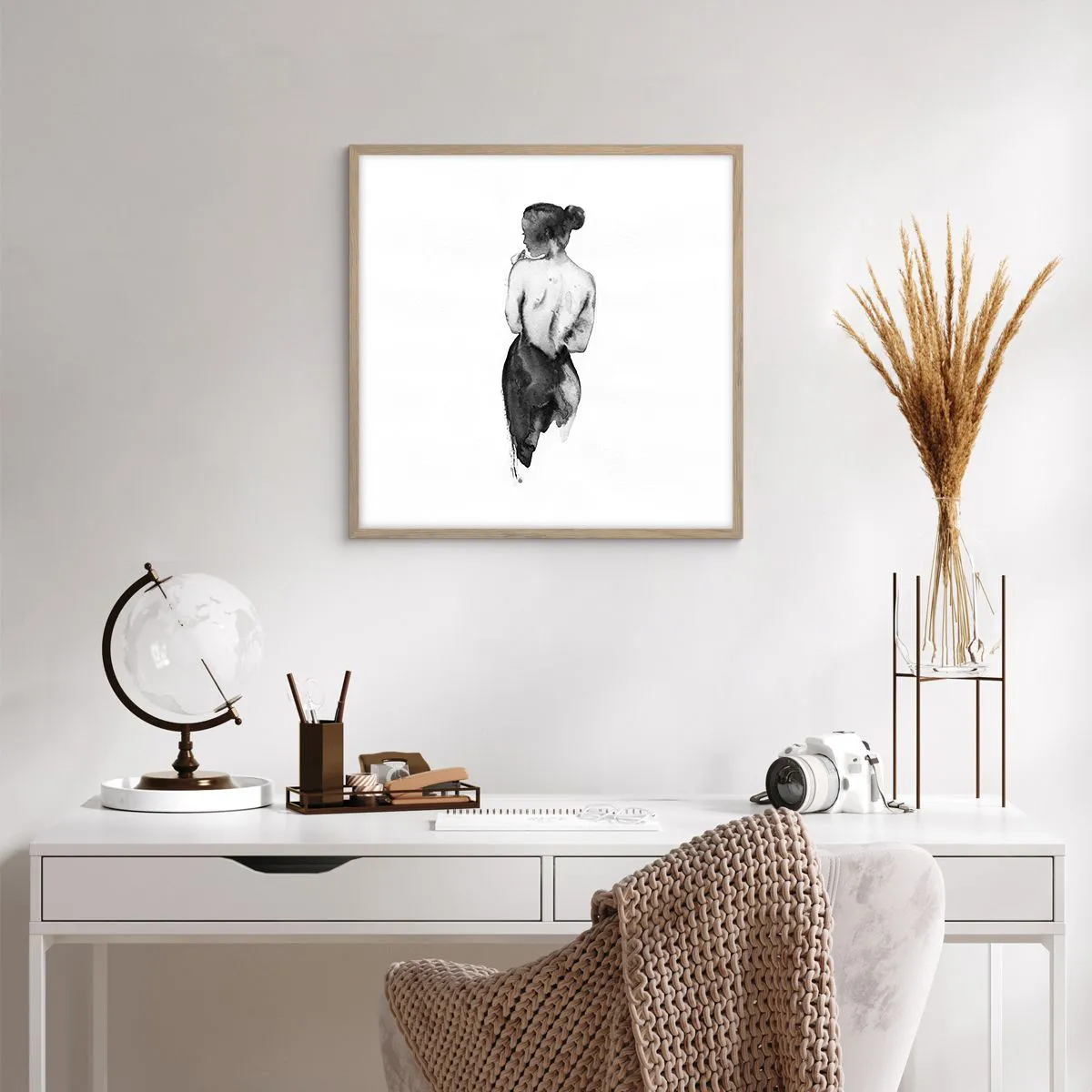 Póster en marco roble claro - Sin ella el mundo deja de tener sentido - 60x60 cm