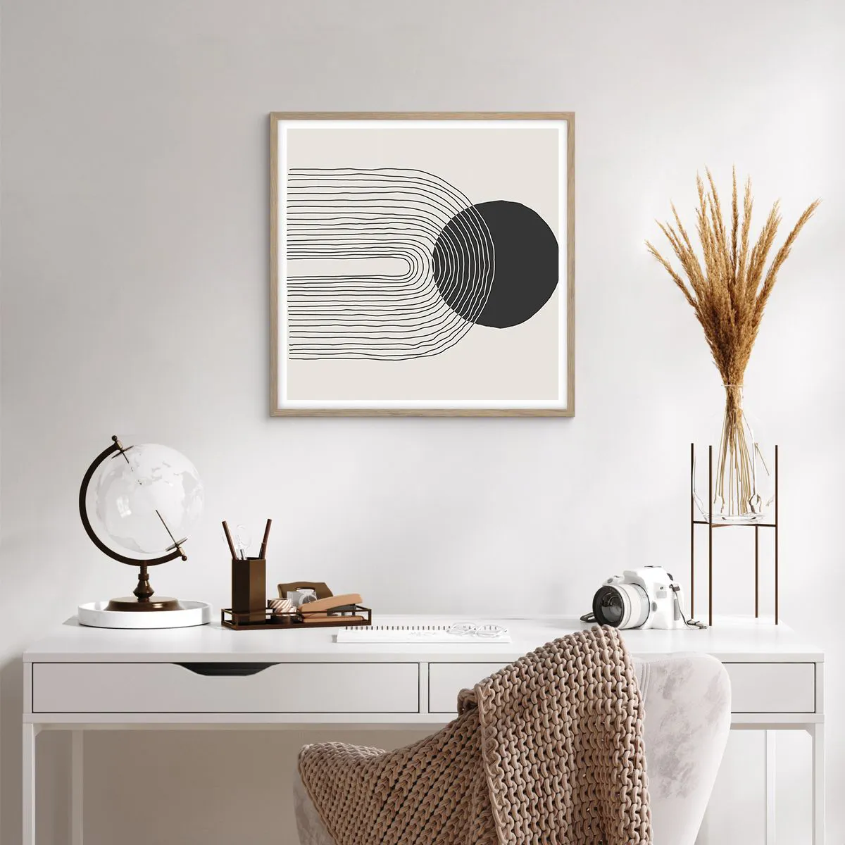 Póster en marco roble claro - Temblor y certeza - 60x60 cm