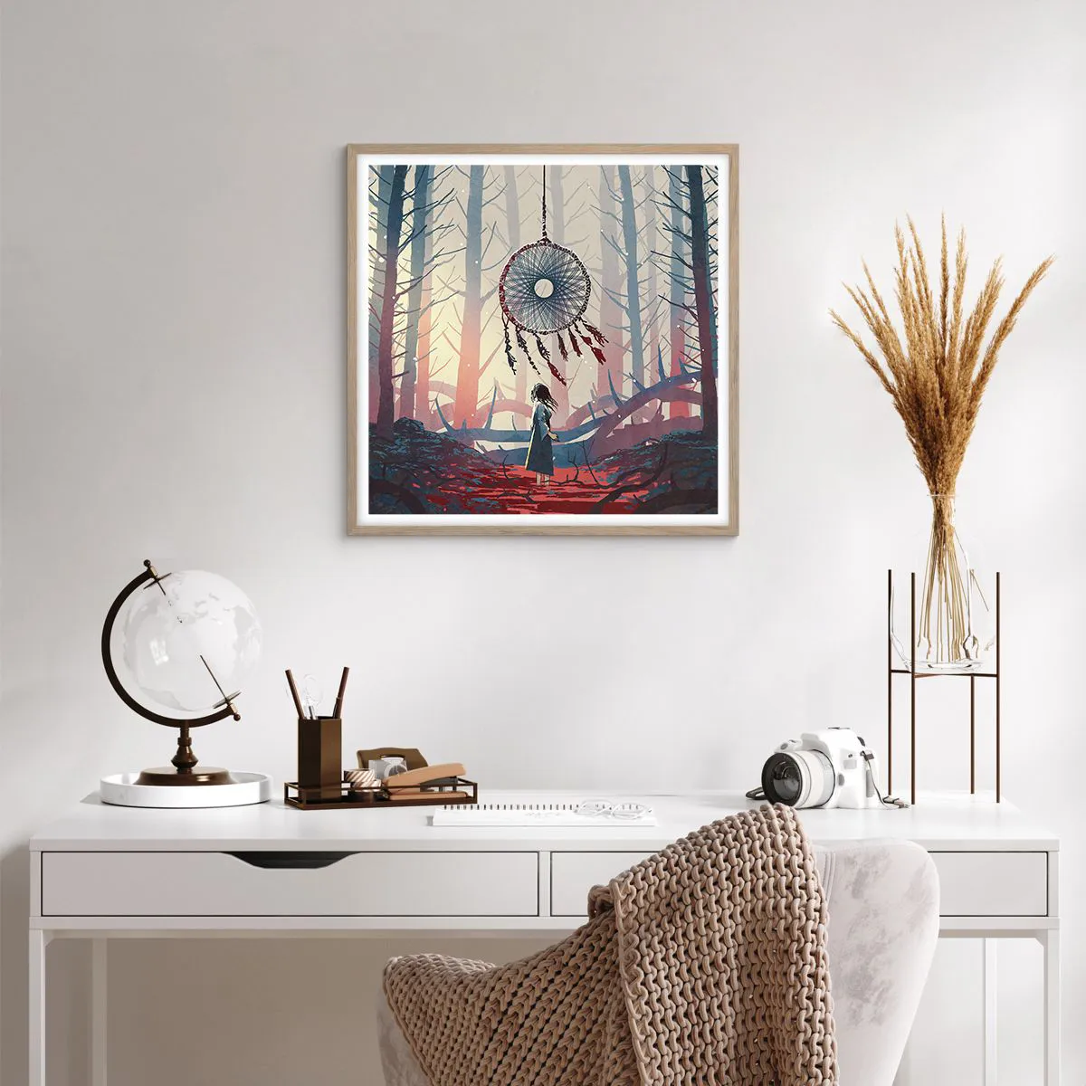 Pôster com moldura de carvalho claro - O ritual secreto da felicidade - 60x60 cm