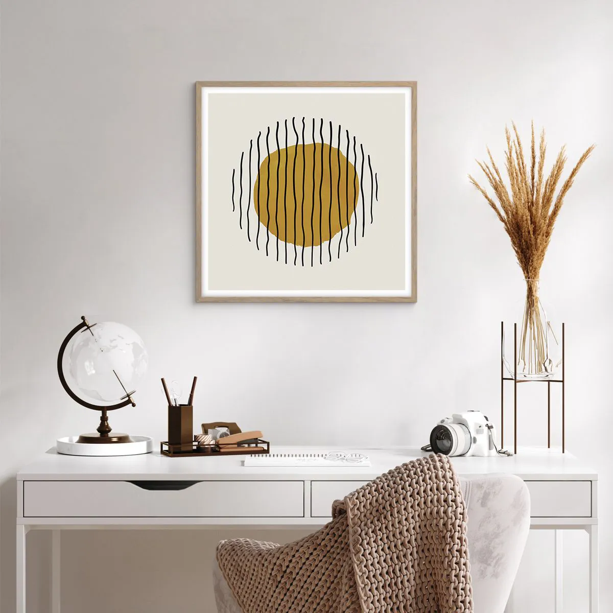 Pôster com moldura de carvalho claro - Abstração a tremer com o calor - 60x60 cm